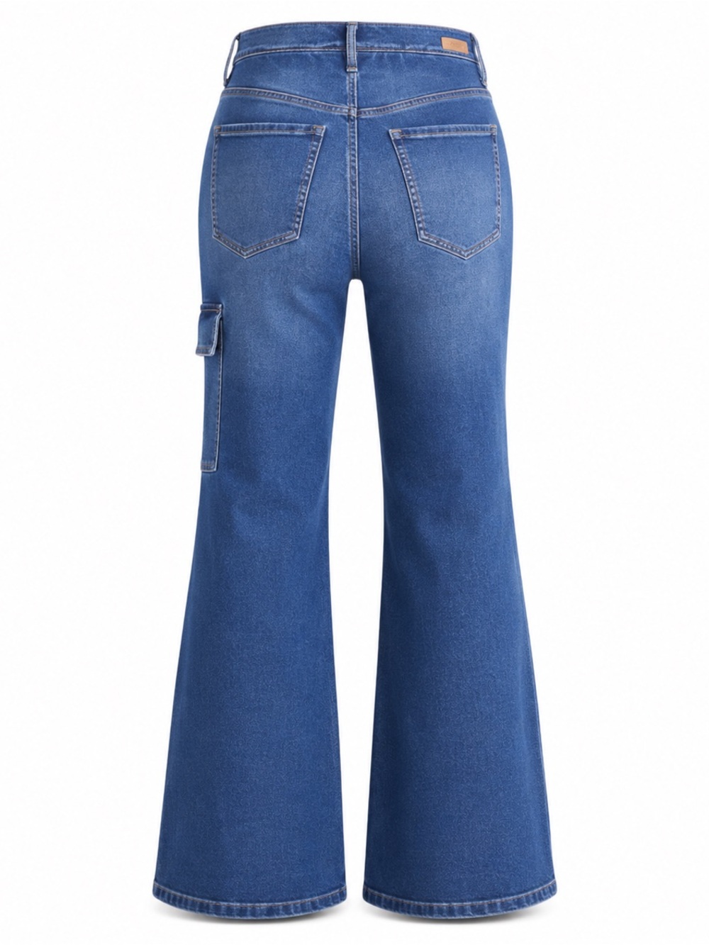 NWT Size 8 Sofia Jeans by Sofia Vergara Wide Leg Cargo Jeans Medium Wash Belted - Picture 2 of 12